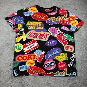 Vintage Coke Shirt Mens 2XL 90S All Over Print Coca Cola Tee Colorful VTG Y2K